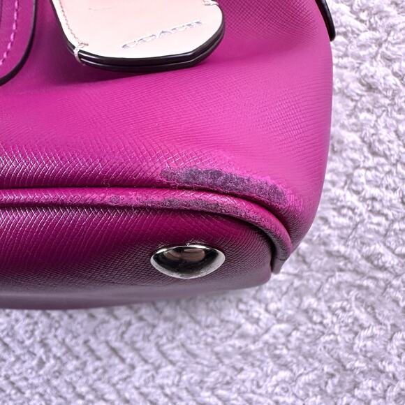 Coach F25671 Peyton Cora Dome Satchel Magenta Saffiano Leather Top Handle Bag - Picture 16 of 16